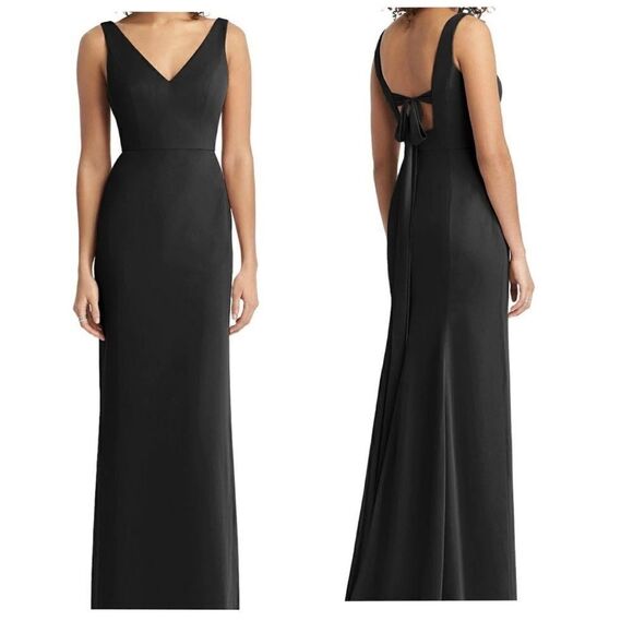 SOCIAL BRIDESMAIDS Sleeveless Tie Back Chiffon Trumpet Gown Maxi Dress NWT - Picture 5 of 7